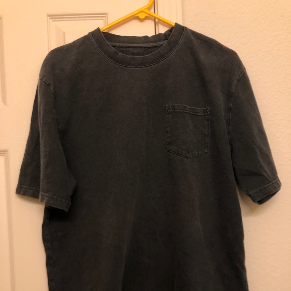 Large(L) J. Peterman Gray/Dark Gray Shirt Cotton Heavy/Soft. Elastic collar NWOT